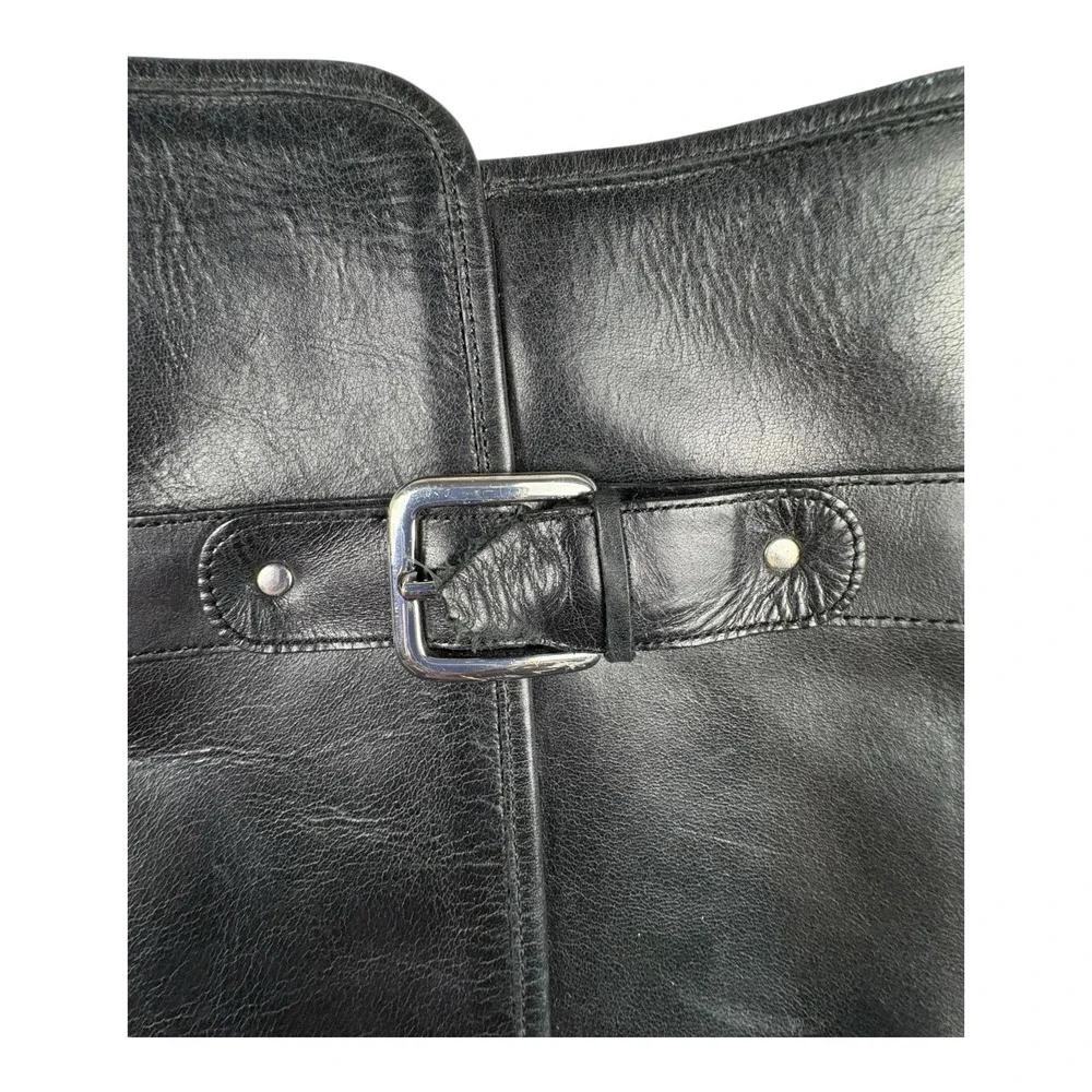 Black Leather Knee High Riding Boots Womens 8B Buckle Zip Made in‎ India